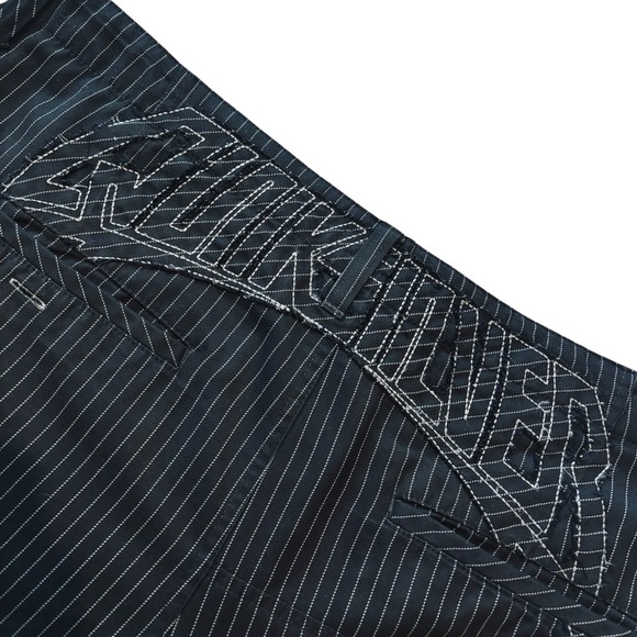 Y2K 90s QUICKSILVER Vintage Black Striped Shorts + Embroidered Graffiti, Size 42 - Picture 4 of 7